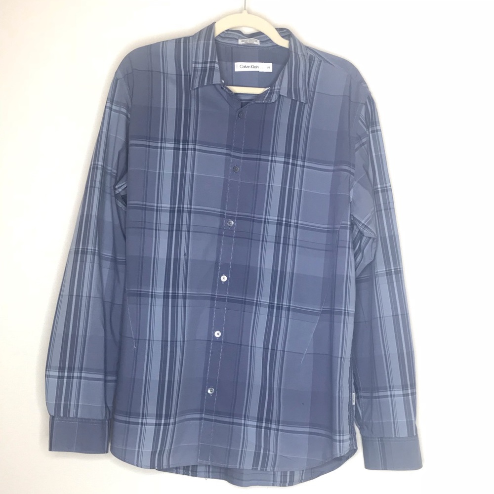 Calvin Klein Blue Plaid Button Down Shirt